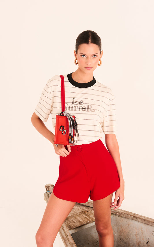 OPEN RED HIGH WAIST SHORTS